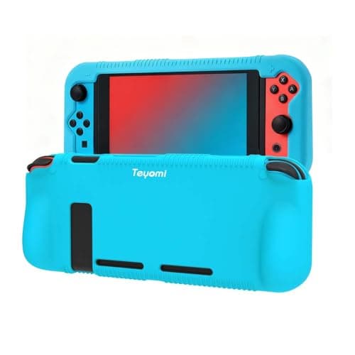 Image of Teyomi Nintendo Switch Case Cover Protective Silicone Case Grip Cover with 2 Storage Slots for Game Cards, Shock-Absorption & Anti-Scratch (Blue)