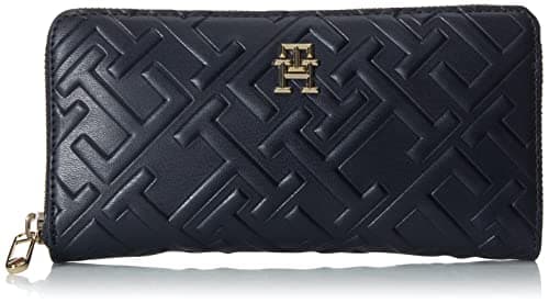 Image of Tommy Hilfiger Women's Iconic Tommy Lrg Za Mono Aw0Aw14343 Wallets, Blue (Space Blue), OS