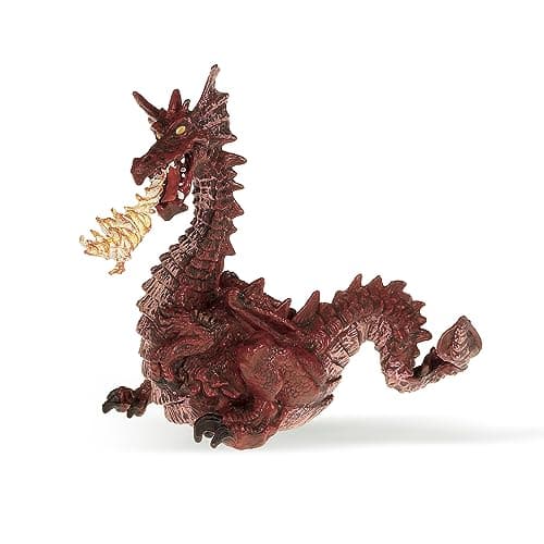 Image of Papo - Realistic Red Dragon With Flame Figure - Ages 3+ - Enchanted World Collection - Creative Play Fire Dragon - Gift Idea Toy for Girls and Boys