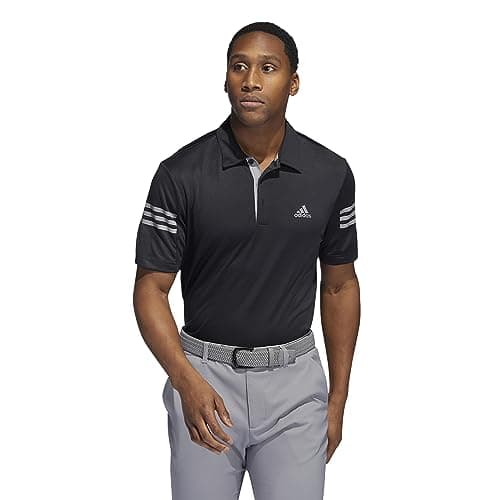 Image of adidas Mens 3 Stripe Polo Shirt Black L