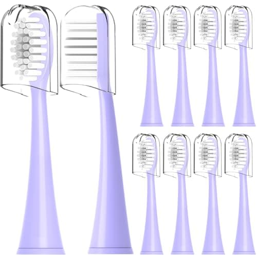 Image of Replacement Toothbrush Heads Compatible with Ordo Electric Toothbrush,for Ordo Sonic Electric Toothbrush,with Dust Cover,10 Pack (Pearl Violet, M)