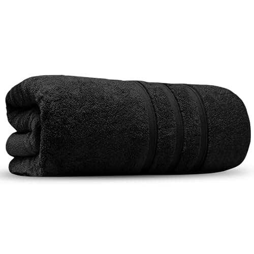 Image of Luxury Bath Sheets Zero Twist Cotton 600 GSM (90 x140cm) Thick & Plush Hotel Quality Large Pool Spa & Hotel Bathroom Bath Towels | Pack Of 1 Jet Black