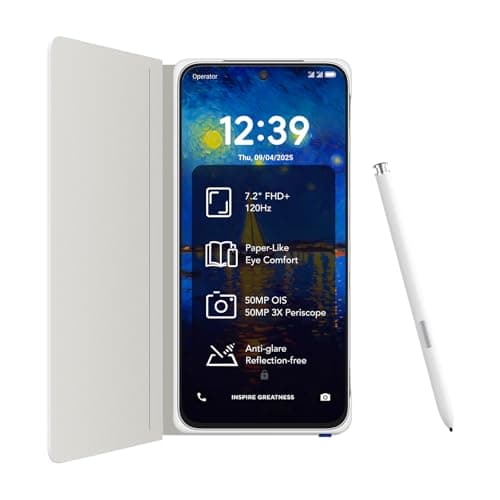 Image of TCL NXTPAPER 60 Ultra 5G Android Smartphone,7.2" FHD+,12GB RAM+512GB ROM,Eye Care Phone,Lunar White,with Flip Cover and Stylus