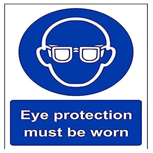 Image of V Safety 41041AN-R Eye Protection Must Be Worn PPE Sign - Portrait - 150mm x 200mm - 1mm Rigid Plastic, Blue