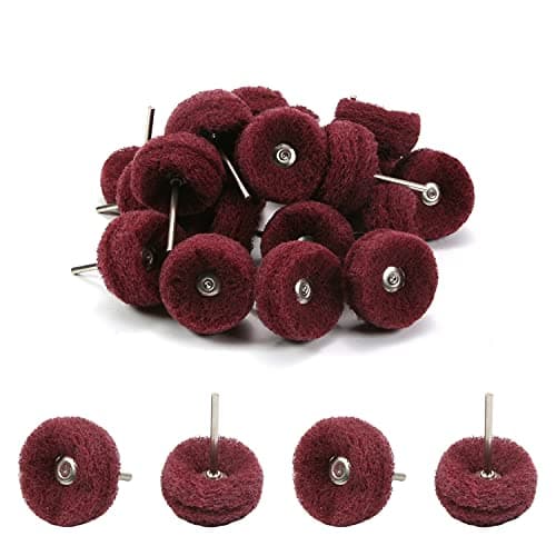 Image of Utoolmart Nylon Buffing Polishing Wheels, 38mm Abrasive Wheel with 1/8-inch Arbor, Double Layer Grinding Wheel for Rotary Tools, Red, 30 Pcs