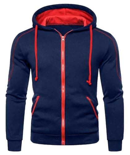 Image of CTU Mens Hoodie Zip up Hooded Sweatshirts Casual Pullover Long Sleeve Fleece Jacket with Zipper Pocket Navy M