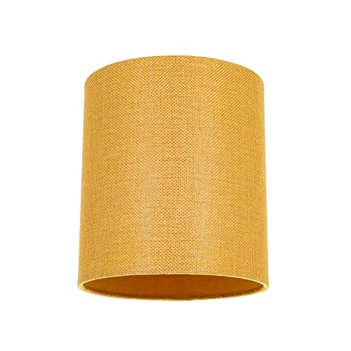 Image of Contemporary and Sleek Ochre Mustard Linen Fabric Small Cylindrical Lamp Shade 60w Maximum | 16cm x 18cm | for Table Lamp, Wall or Pendant | Inner Cotton Lining by Happy Homewares