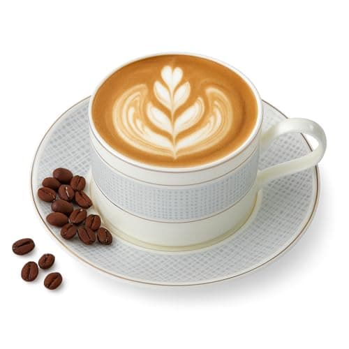Image of London Boutique Cappuccino Cup and Saucer Set 300ml, White Porcelain Coffee Cup with Silver Banding, Elegant Tea & Espresso Cup, Luxury Latte Mug for Home, Café or Gift, Set of 1