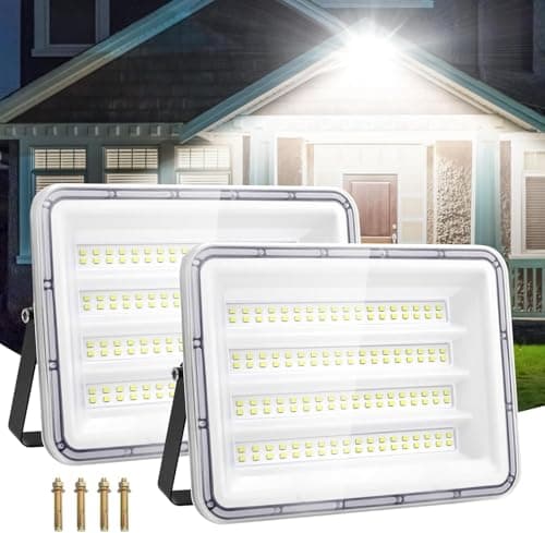 Image of Viugreum 150W LED Outdoor Floodlight 2 Packs, 15000LM Cold White Outdoor Security Lighting Mains Powered, IP66 Waterproof Outside Spotlilght Work Light for Garden Garage Workshop Patio House