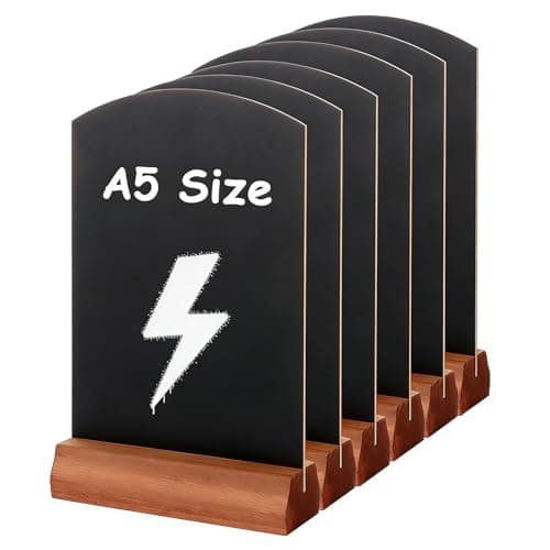 Image of 6PCS A5 Double Sided Chalk Board Signs with Stands, 21x15cm Mini Tabletop Blackboard for Wedding Birthday Party Restaurant Menu