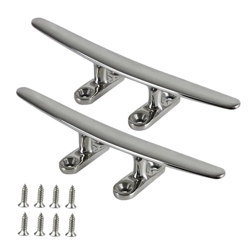 Image of KOVNISE 2 Pcs 5" Rope Cleat 316 Stainless Steel Boat Mooring Accessories Boat Cleat Open Base Kayak Rope Tie Cleat Silver Heavy Duty Marine Base Cleat for Docks Ports Yachts Pool Coastal Decorations