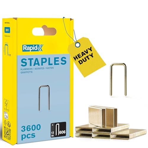 Image of Rapid High-Performance Staples for Dense Materials, Narrow Crown No. 606, Leg Length 12mm, Staple Gun Staples, Resin-Coated Galvanised Steel, 3600 Pieces, Plastic Box (40303093)
