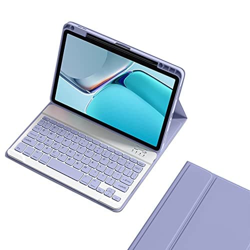 Image of Keyboard Case for iPad 9th 8th 7th Generation 10.2 Inch, iPad Pro 10.5", Air 3rd Gen Magnetic Detachable Candy Color Bluetooth Keyboard Folio Cover (Purple)