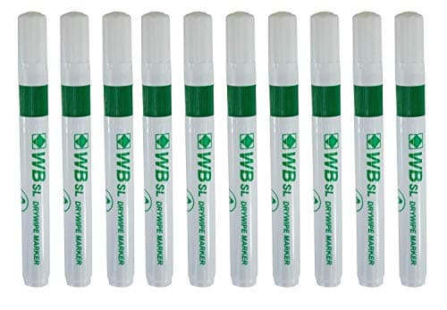 Image of Whiteboard Drywipe Bullet Tip Green Markers x 10 (PC)