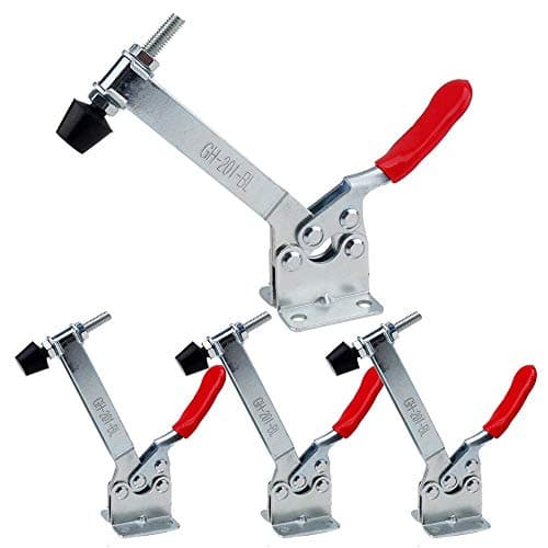 Image of IMAGINE 4Pcs Hand Tool Toggle Clamp 201B 198lbs Antislip Red Horizontal Clamp Quick Release Tool (201B-Upgrade Longer Clamp)