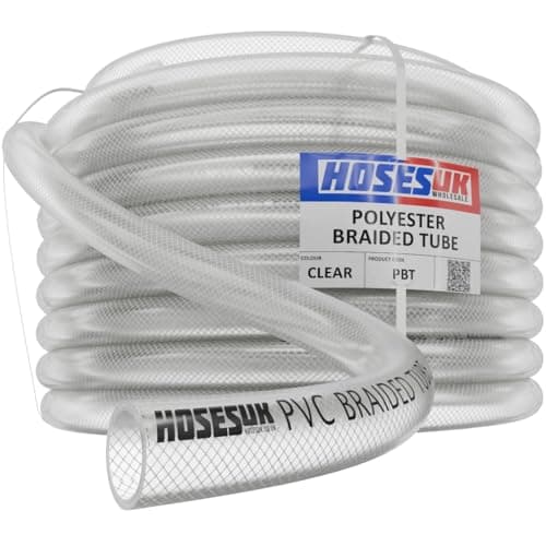 Image of 10mm (3/8") Clear Braided PVC Hose Pipe - Heavy Duty, Water, Airline, Compressor, Food Grade 10m Length