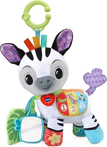 Image of VTech Baby On-the-Go Soft Zebra, Sensory Toy with Colours, Lights, Music & Sounds, for Boys & Girls from 3, 6, 12, 24 + months, English Version