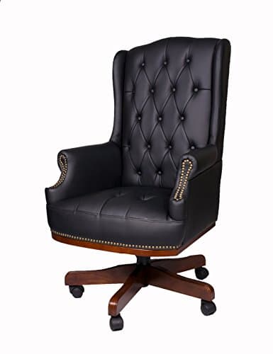 Image of Angelis Bonded Leather Captains Chesterfield Style Managers Desk Chair Office furniture High Back Executive (Black)