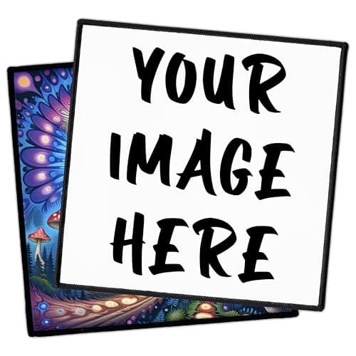 Image of Custom 7.6cm - 25cm Square Patch with Your Design, Photo, Text or Logo | High-Resolution Print | Large Personalised Iron-on Patches for Coats & Jackets | Made to Order by Concrete Schoolyard (16.5cm)