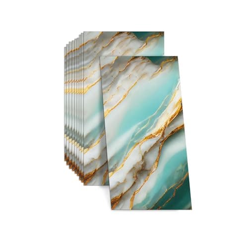 Image of Marble Tile Stickers,60x30cm Thicken Wall Tiles Self Adhesive 10Pcs Peel and Stick Waterproof PVC Wall Panels Splashback for Living Room Bedroom Bathroom Kitchen (Type D)