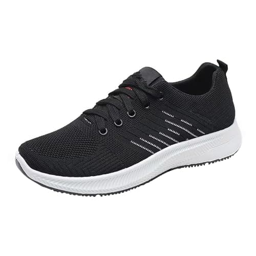 Image of White Canvas Shoes Women Wide Fit Trainers for Women Trainers for Soft Sneaker Casual Shoes Comfy Low Top Soft Sole UK Retro Everyday Black