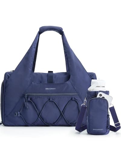 Image of BAGSMART Gym Sports Bag for Women, 25L Lightweight Duffle with Shoe Compartment & Wet Pocket for Yoga Travel, Gym Tote with Water Bottle Pouch, Navy Blue