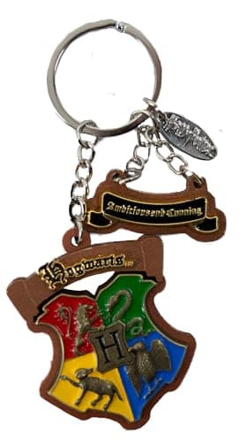 Image of GWCC Licensed Harry Potter Wooden Enamel 3D Keyring Keychain, 5 Houses, Hogwarts, Gryffindor, Slytherin, Hufflepuff and Ravenclaw (Hogwarts)
