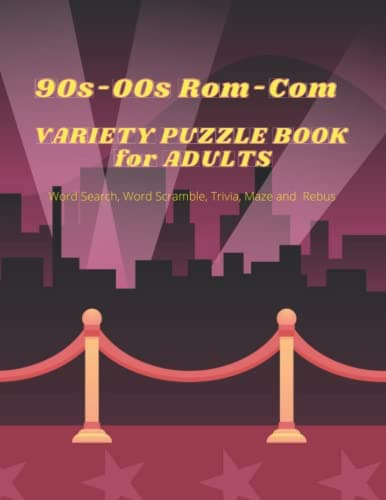 Image of 90s - 00s Rom-Com Variety Puzzle Book for Adults: Word Search, Word Scramble, Trivia, Maze, and Rebus