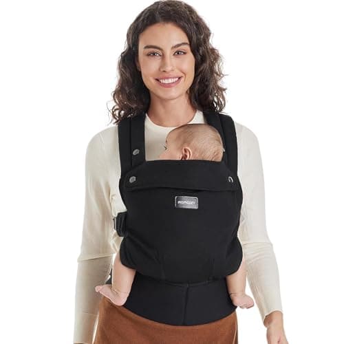 Image of Momcozy Baby Carrier - Pure Cotton Carrier for 3-24 Months, Effortless to Put On, Ideal for Hands-Free Parenting, Enhanced Lumbar Support, Black