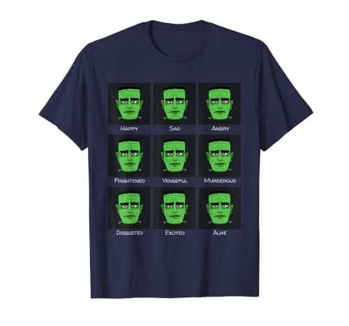 Image of Emotions of Frankenstein Funny Halloween Costume T-Shirt T-Shirt