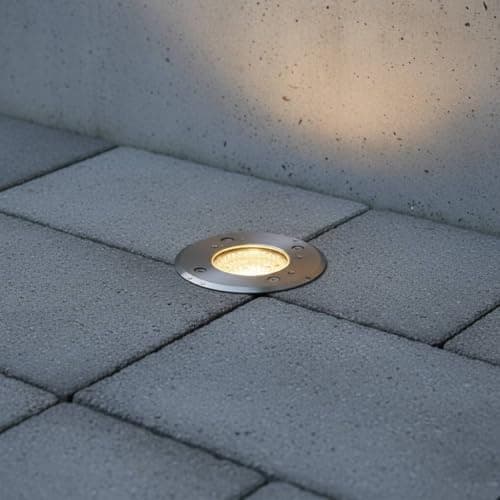 Image of Stainless Steel Exterior Ground Light – 3W LED Recessed Outdoor Uplight for Decking, Pathways & Garden Lighting – IP67 Waterproof – 3000K Warm White – Heavy‑Duty Drive‑Over Rated