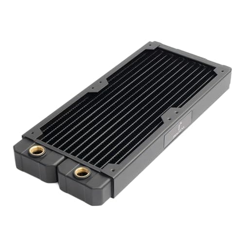 Image of dracaena.io 240mm Copper PC Radiator for Custom Water Cooling Loop, 28mm Thick, 2x120mm Fan Mount, Dual G1/4 Thread Ports, Liquid Cooling Radiator, Black