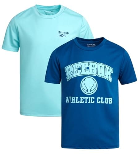 Image of Reebok Boys Shirts - 2 Pack Active Performance Dry Fit T-Shirts for Boys - Athletic Training Tops for Kids (8-20), Blue/aqua, 8
