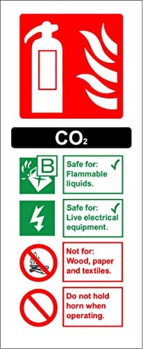 Image of Fire Extinguisher Sign - CO2 (Carbon Dioxide) - Self adhesive sticker 200mm x 80mm