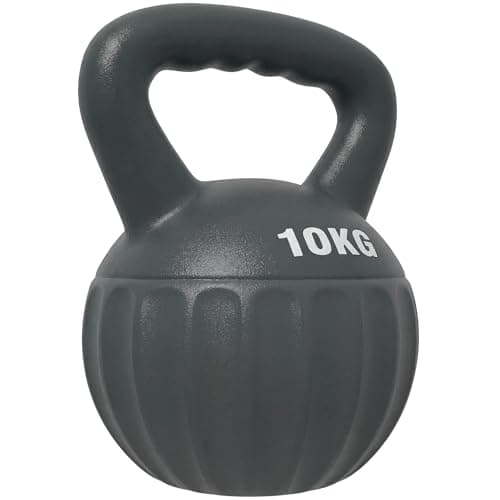 Image of SPORTNOW Kettlebell, 10 kg Kettle Bell with Non-Slip Handle for Home Gym Weight Lifting and Strength Training, Grey