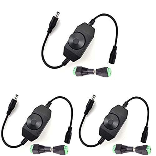 Image of RUNCCI-YUN 3Pack Dimmable LED Controller,LED Strip Lights Dimmer Switch,12v led dimmer, LED Rotary Dimmer with 5.5/2.1 DC Adapter for 5050 3528 2835 Single Color LED Strip