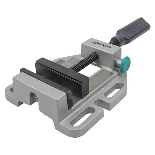 Image of wolfcraft Machine Vice - 3423000 - Quick Adjustment; 200 kg Clamping Force - 80 mm Clamping Width - 80 mm Steel Jaws with Horizontal V-Grooves for Round Material