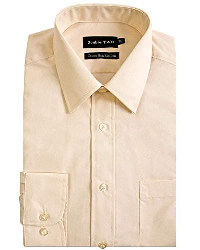 Image of Double TWO Mens Long Sleeved Non Iron Cotton Rich Shirts (4500) in Cream in (Collar 15.5/Chest 40-42")