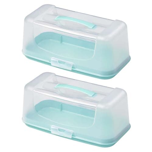 Image of UNIQUE HOME LIVING 2pcs Cake Carrier with Handle, Portable Rectangular Cake Container for 12 Inch Cakes, BPA-Free Plastic Storage Box for Cakes, Pies, Cupcakes, Desserts, Loafs, Secure Locking Lid