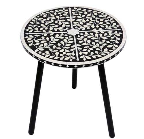 Image of Harrow Decor Bone Inlay Art Work Side Table, FR- 058, Top Dia 16''