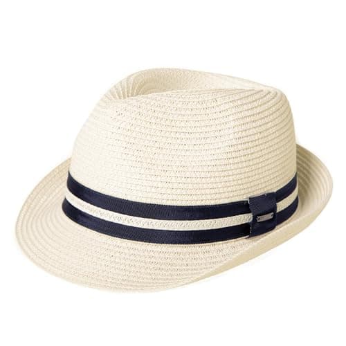 Image of Comhats Unisex Summer Panama Fedora Trilby Straw Sun Hats for Men Women Safari Beach Hat Packable XS-XXXL (UK, Alpha, S, 92551_White)