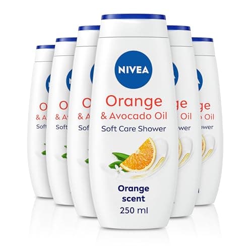 Image of NIVEA Indulgent Moisture Orange Shower Cream, (250 ml, Pack of 6), Moisturising Shower Gel with Avocado Oil Luxurious Body Wash for Women, Body Wash