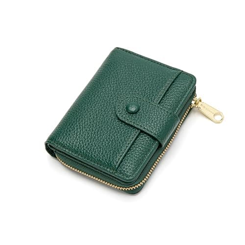Image of CHAOFANXI Small Purses for Women, Card Holder Ladies Wallets, Bifold Leather Card Wallet Organizer, RFID Blocking Wallet for Women with Zipper Coin Pocket with Multiple Card Slots, Green