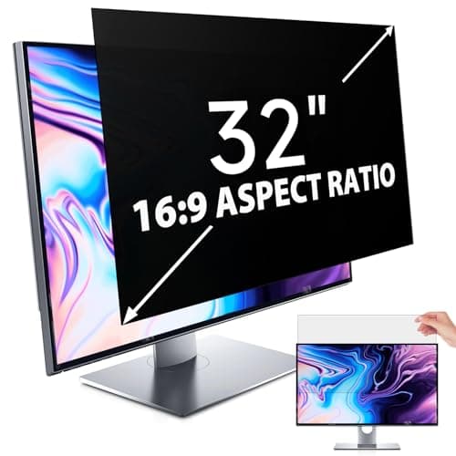Image of IPROKKO 32 Inch Computer Privacy Screen Filter for Monitor 16:9 Aspect Ratio, Anti Blue Light Glare Removable Protective Film, HD Monitor Privacy Screen