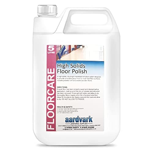 Image of 5L Aardvark High Solids Floor Polish - Professional Medium to High Wear Durable Gloss Emulsion Surface Finish to Wooden Sealed, Cork Sealed & Lino Floors