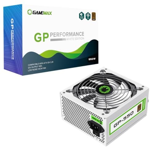 Image of GameMax GP-Series 550W 80 Plus Bronze Power Supply - 550W GameMax GP-Series GP-550, Fully Wired, Single Rail, 140mm Fan, ATX PSU | White