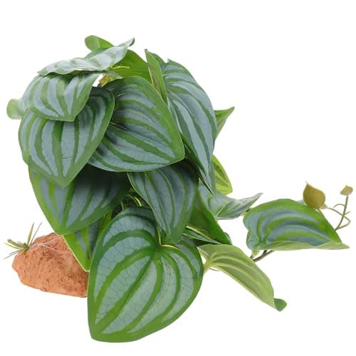 Image of Healifty Artificial Green Plastic Gecko Tank Plants for Reptiles and Fish, Fake Reptile Hidden Decor Suitable for Decorating Fish Tanks and Terrariums
