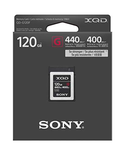 Image of Memory UK QDG120F-2 Sony 120 GB (128 GB pre-format) 5 x robust XQD flash memory card (one card) - High Speed ​​G-2020 series (read 440 MB / s and write 400 MB / s)