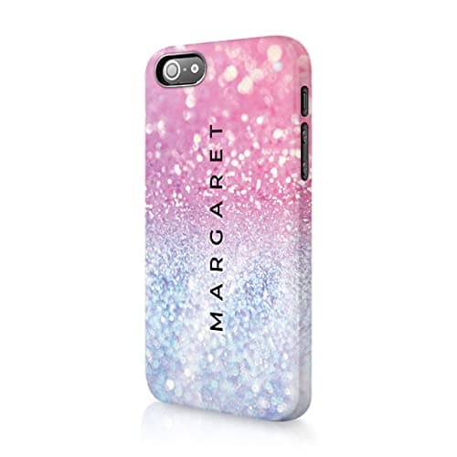 Image of Personalised Compatible with iPhone 5 / 5s / SE 2016 Tirita Hard Case Cover PRINTED GLITTER, NOT REAL GLITTER Faded Glitter Marble Bling Sparkly Custom Initials Name Bling