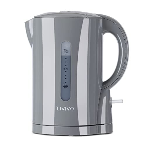 Image of LIVIVO 1L Cordless Kettle - 900W Compact, Makes 4 Cups Electric Kettle Cordless with Boil Protection, Auto Shut off, Detachable Jug - Kettles Electric Cordless for Home, Office & Travel - Grey